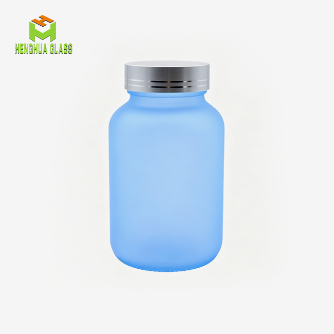 200ml 20cl Frosted Blue Glass Capsule Jar
